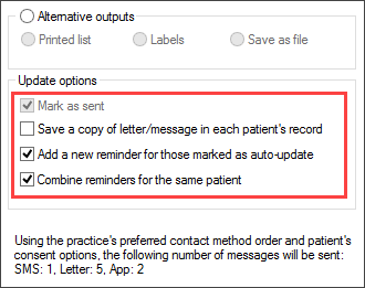 Reminder update options