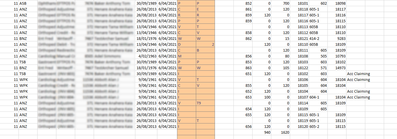 Xero CSV export file