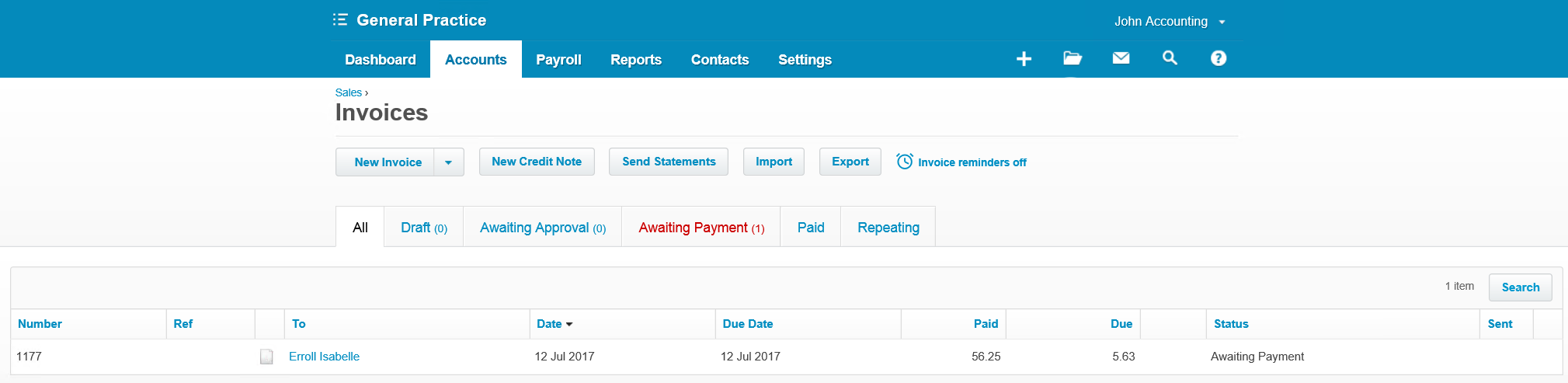 Xero Exported Invoices