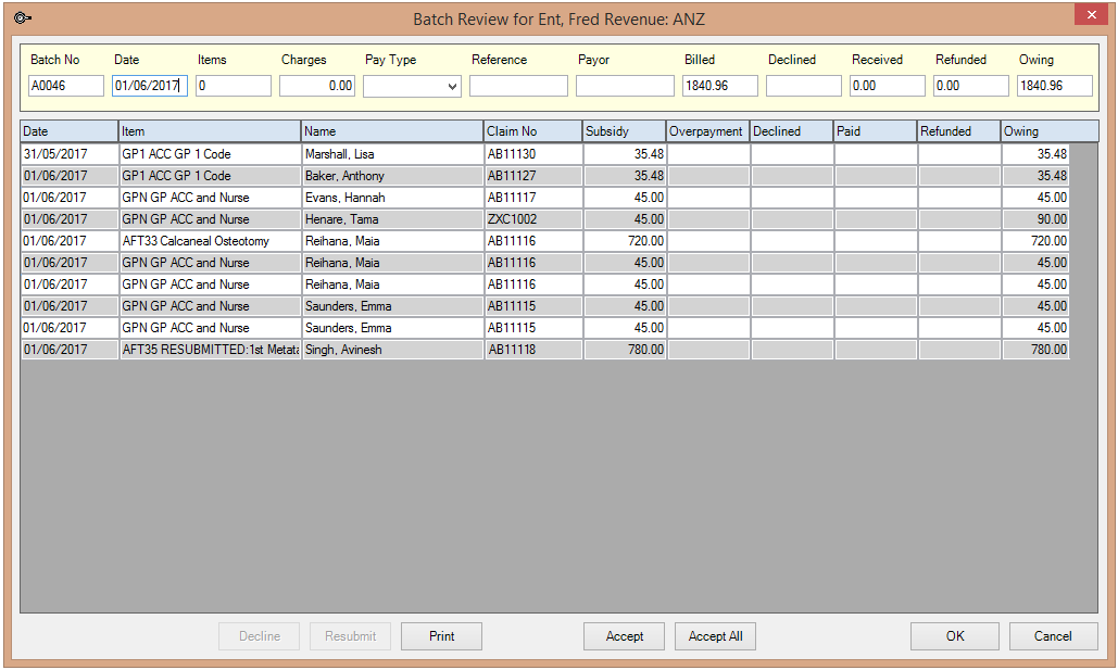 Batch review window