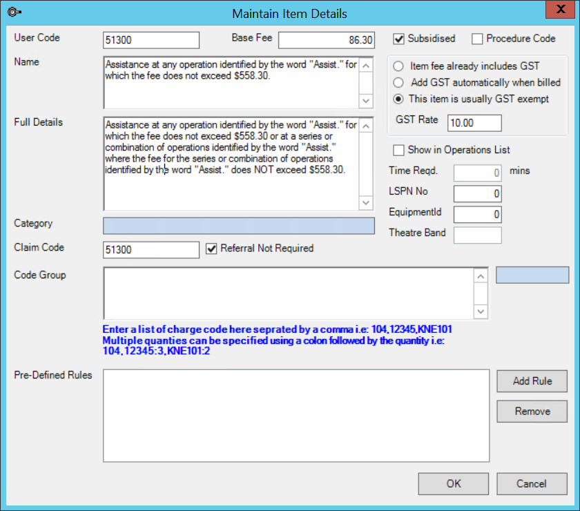 Set up assistants fee for base fee