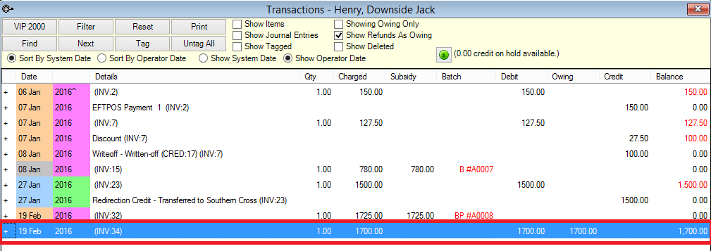 Convert ACC batch to private claim -- Transaction private and owing