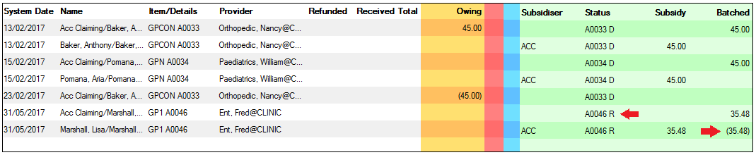 Financial summary to find invoice