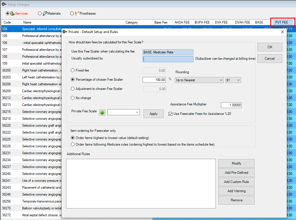 Set all items in a Fee Scaler off another fee scaler