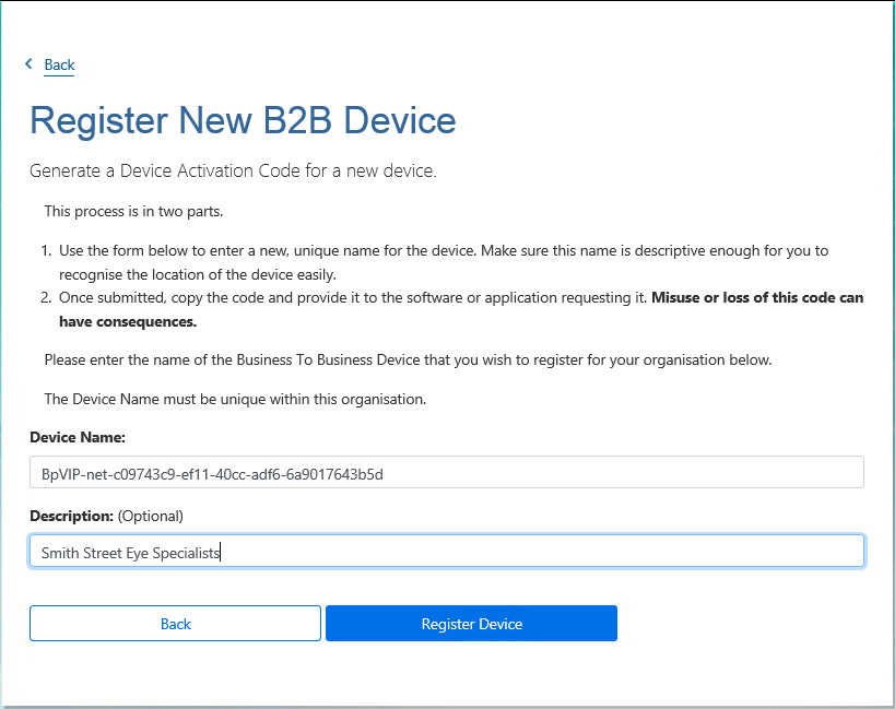 Register New B2B Device with Proda