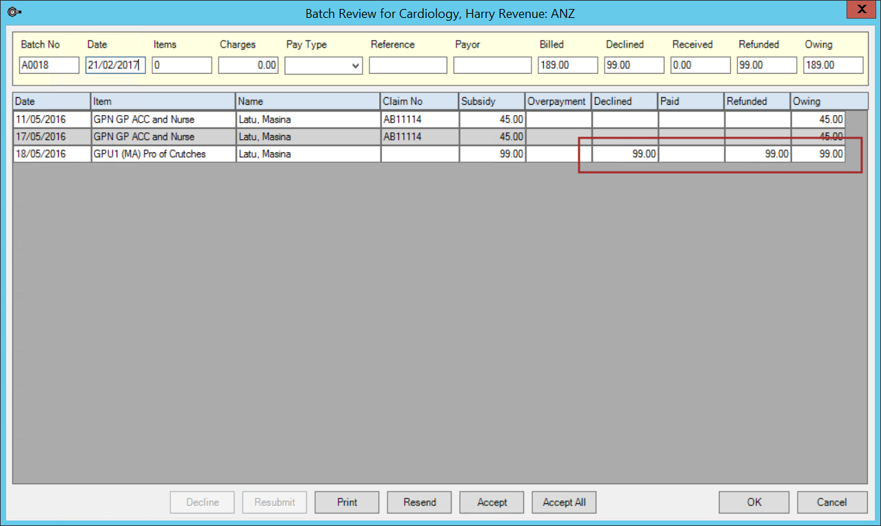 Refunding a Payment from an ACC Batch