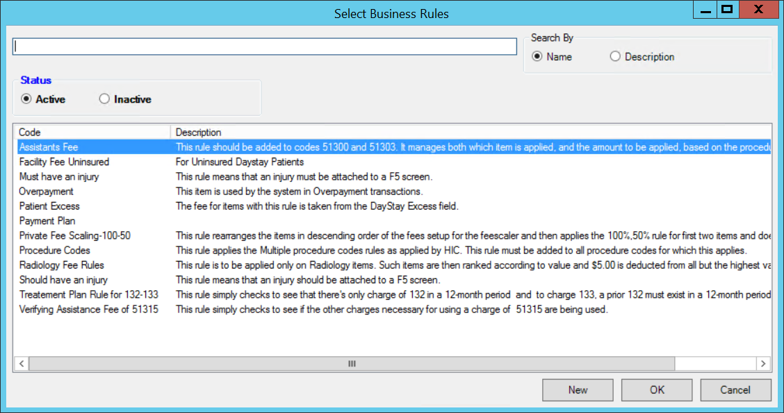 Select Assistants fee rule