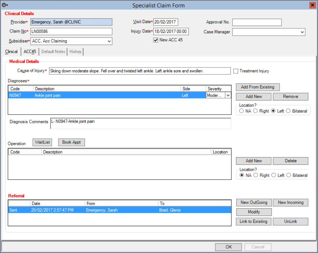 ACC Specialist Claim Form