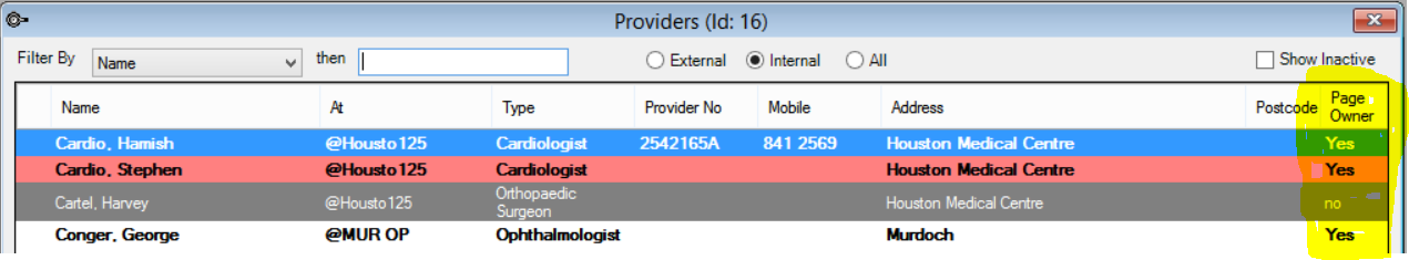 Page owners on Providers screen