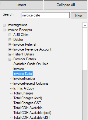 Ctrl+ L Invoice Date