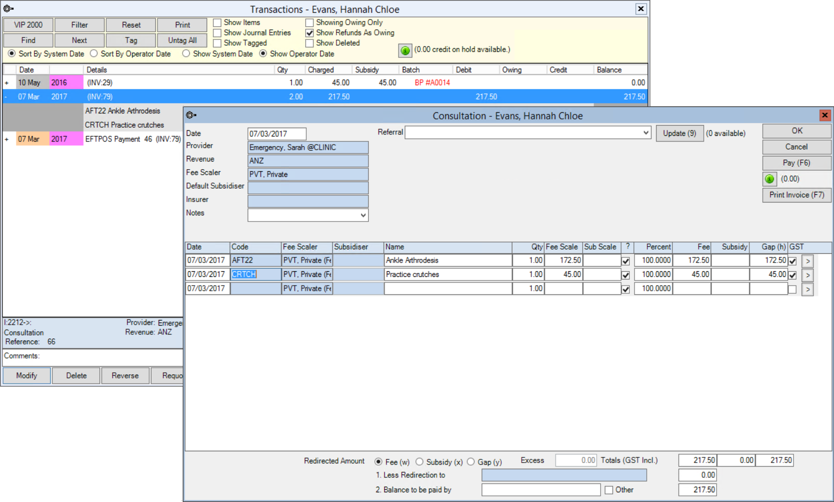 Modify Consult from Payment History