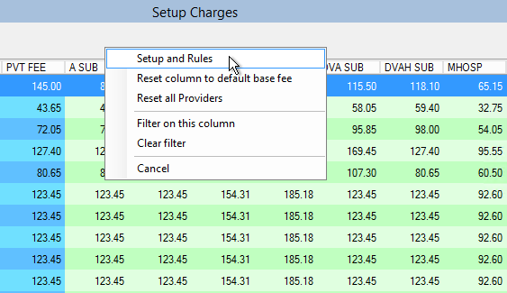 Setup Charges Setup and Rules