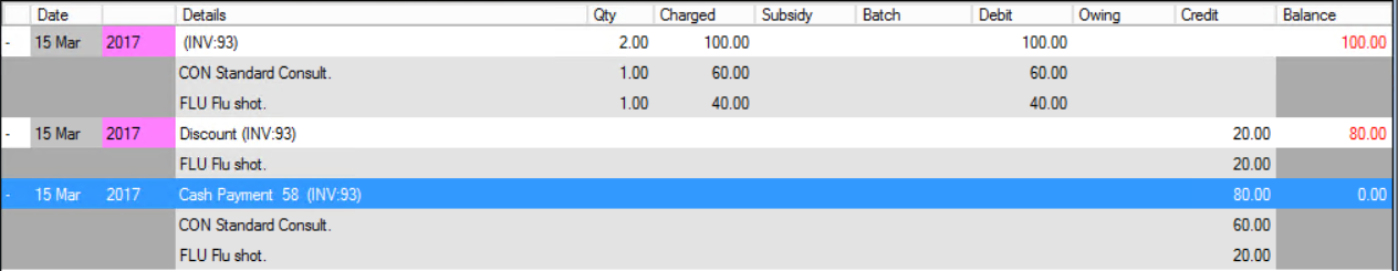 Transaction History after single item discount