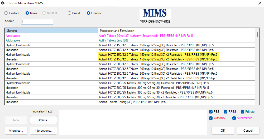 60 day prescribing MIMS medications.