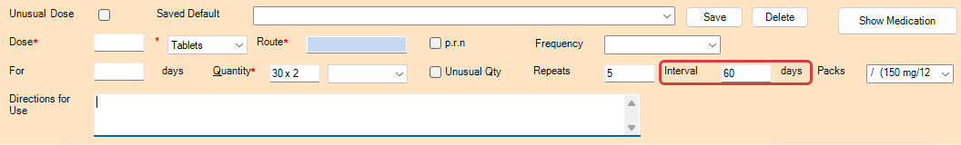 Manually enter the interval period of 60 days.