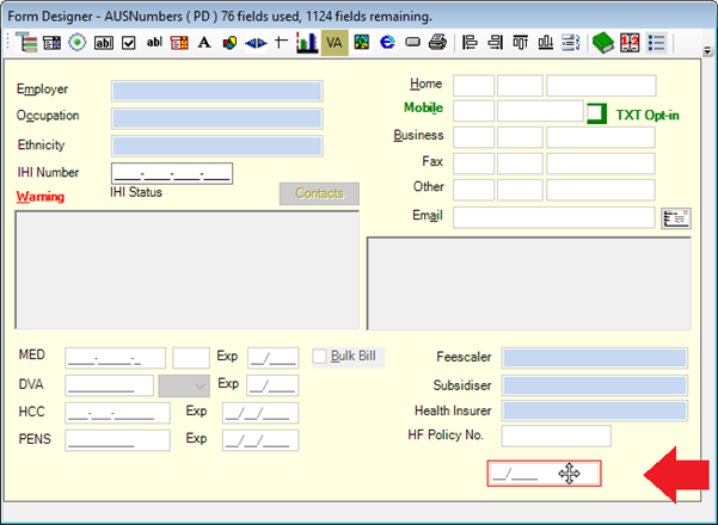 Position the new field on your Patient Details UDF