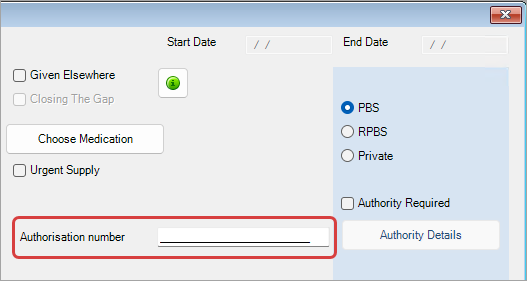 Authorisation number