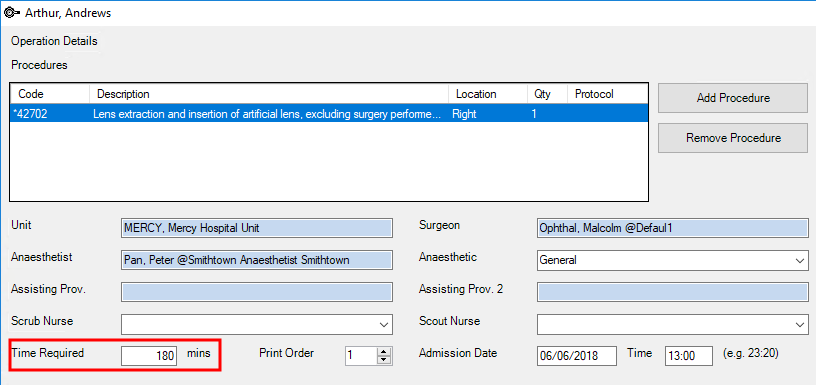 Booking an operation time required