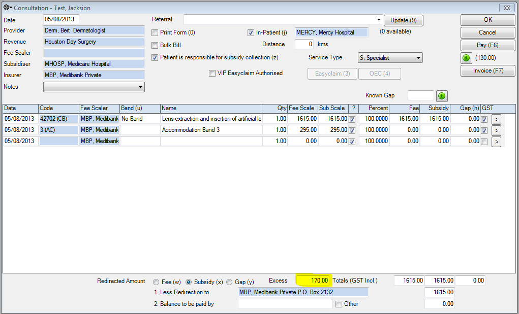 Day stay example updated excess in consultation