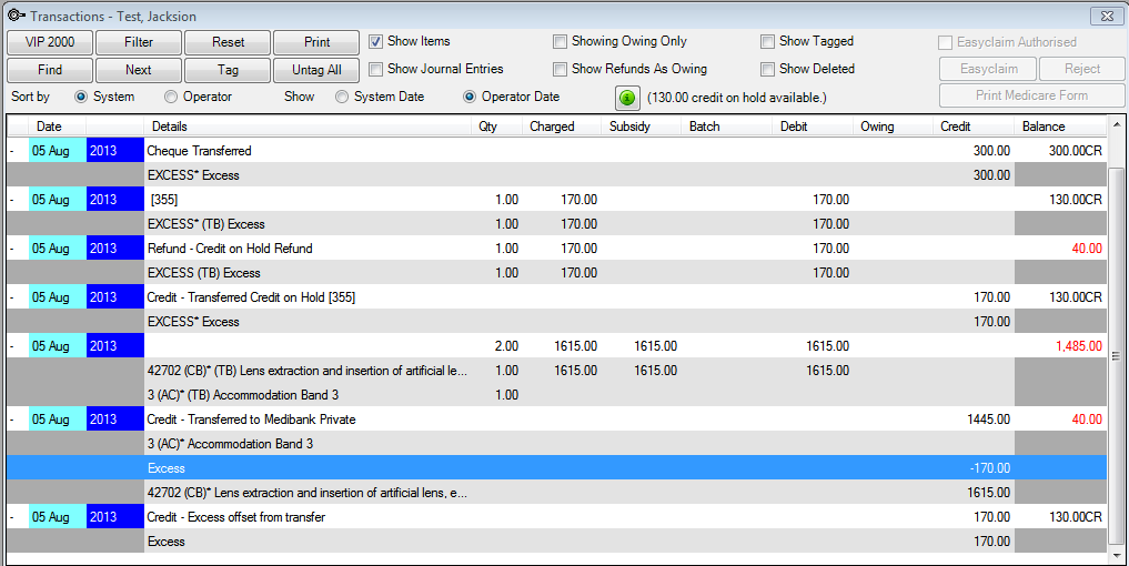 Day stay example transaction history updated