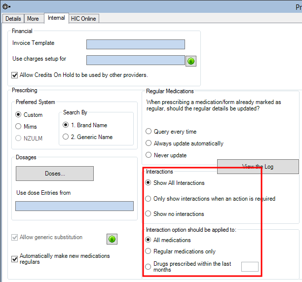 Medication Interaction Options