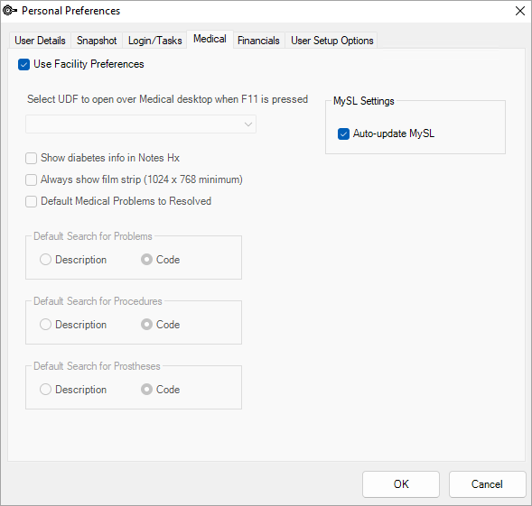 MySL Personal Preferences