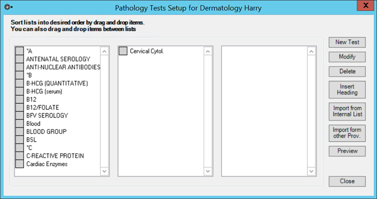 Pathology Tests Setup