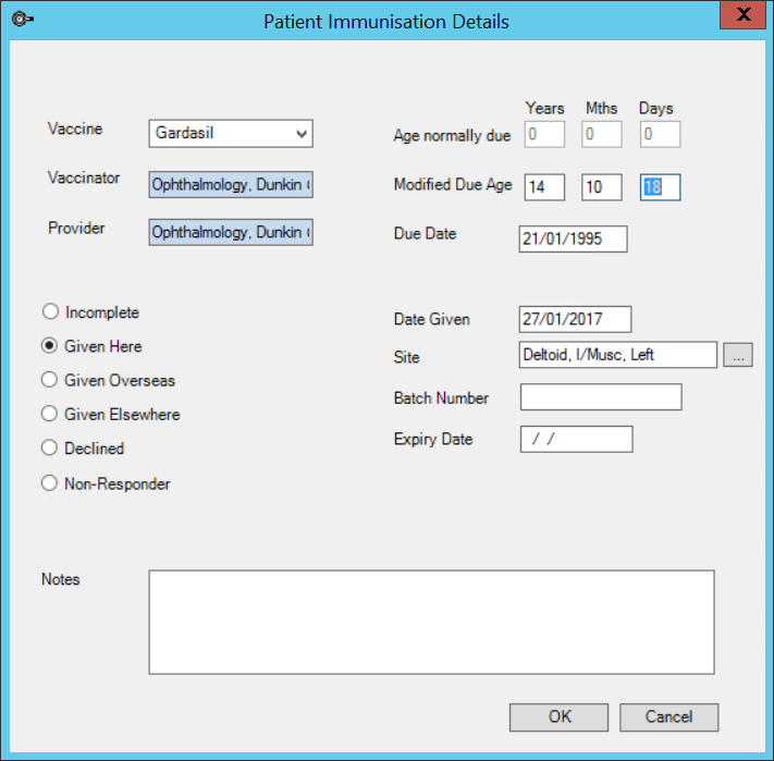 Patient Immunisation Details