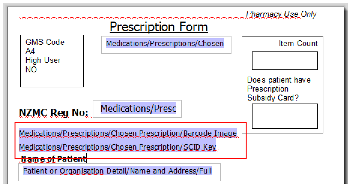 ePrescribing fields in Prescription template