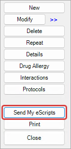 Send My eScripts button