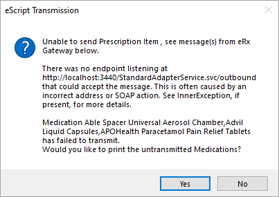 eScript Transmission Error