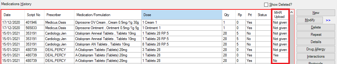 Medications History - MHR Upload