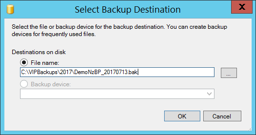 Select Backup Destination