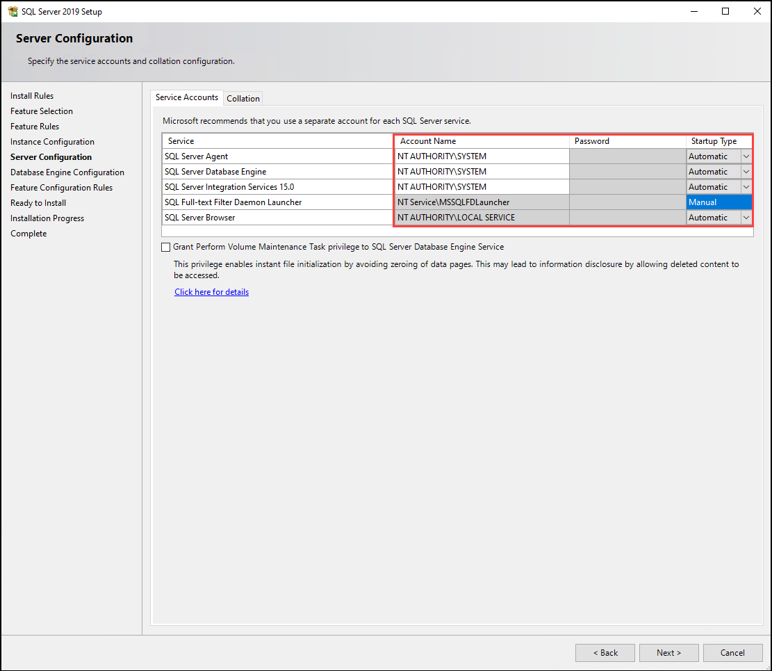 SQL Server Installation Server Configuration