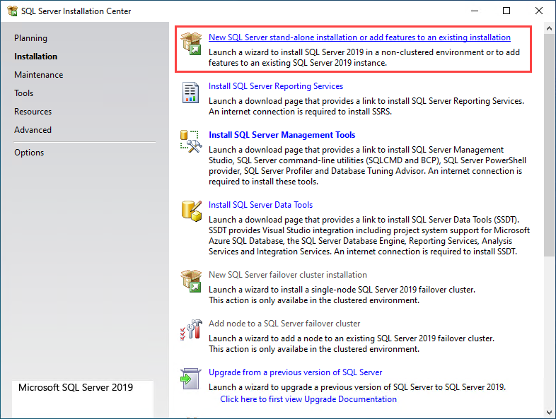 SQL Server Installation Centre