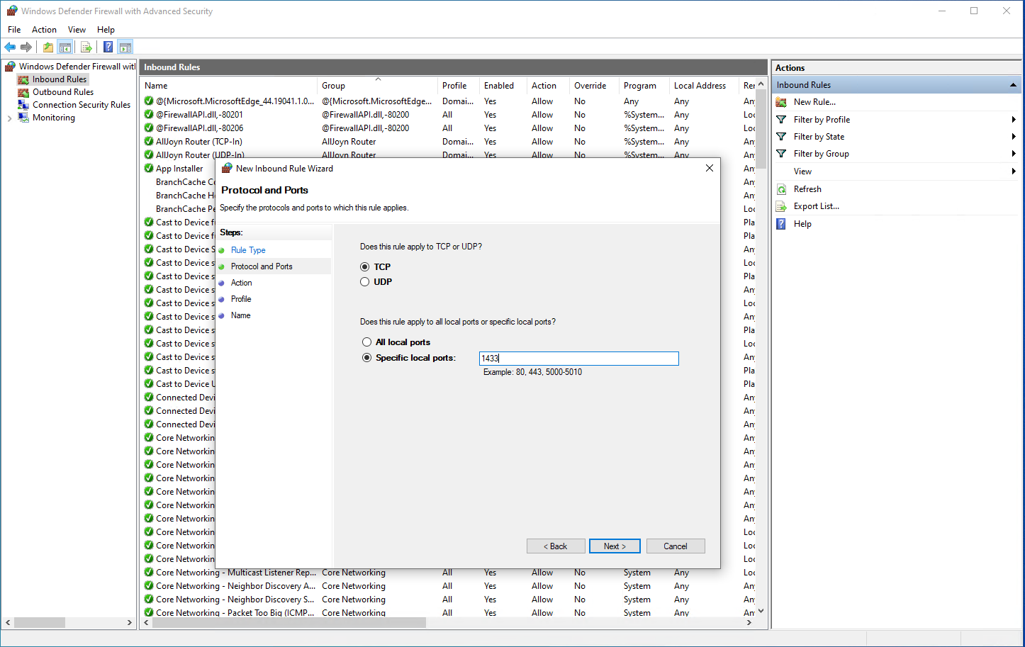 Windows Server 2019 Firewall Configuration