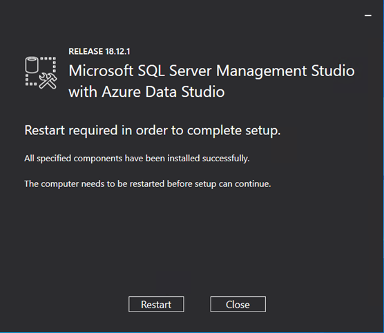 SSMS Install Complete
