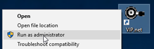 Run VIP as Administrator