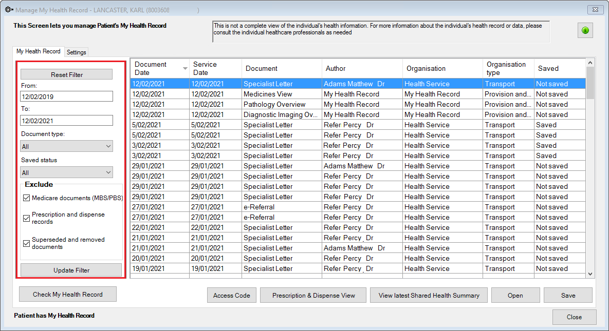 Select filters to modify the documents shown