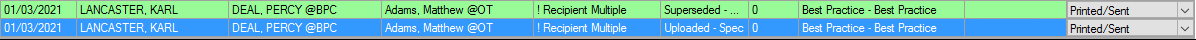 Supersede status indicated in columns