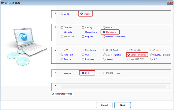 Live Update import letter templates from the Bp FTP Library