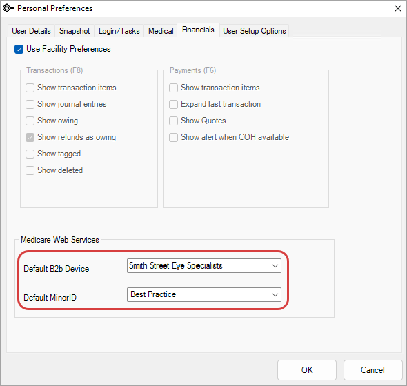 Set a default B2B Device in Personal Preferences