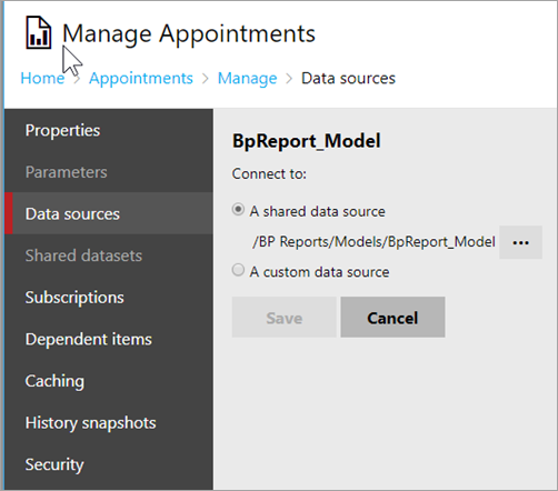 Find a report's data source - View data source