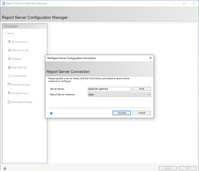 Connect to Report Server