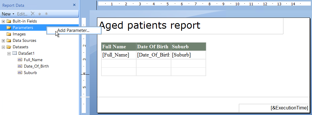 Add parameter to report