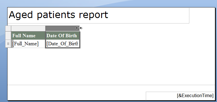 Change field table width