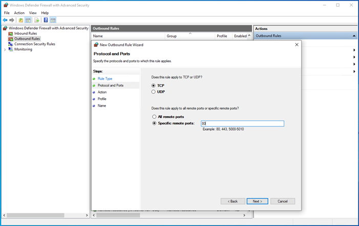 Windows Server 2019 Firewall Configuration