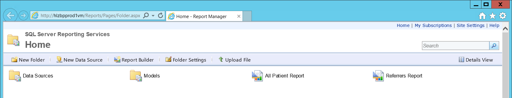 SQL Server Report Manager Home