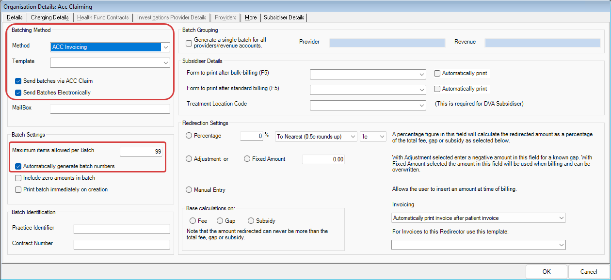 ACC Claiming Organisation Details