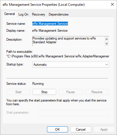 eRx Management Service Properties